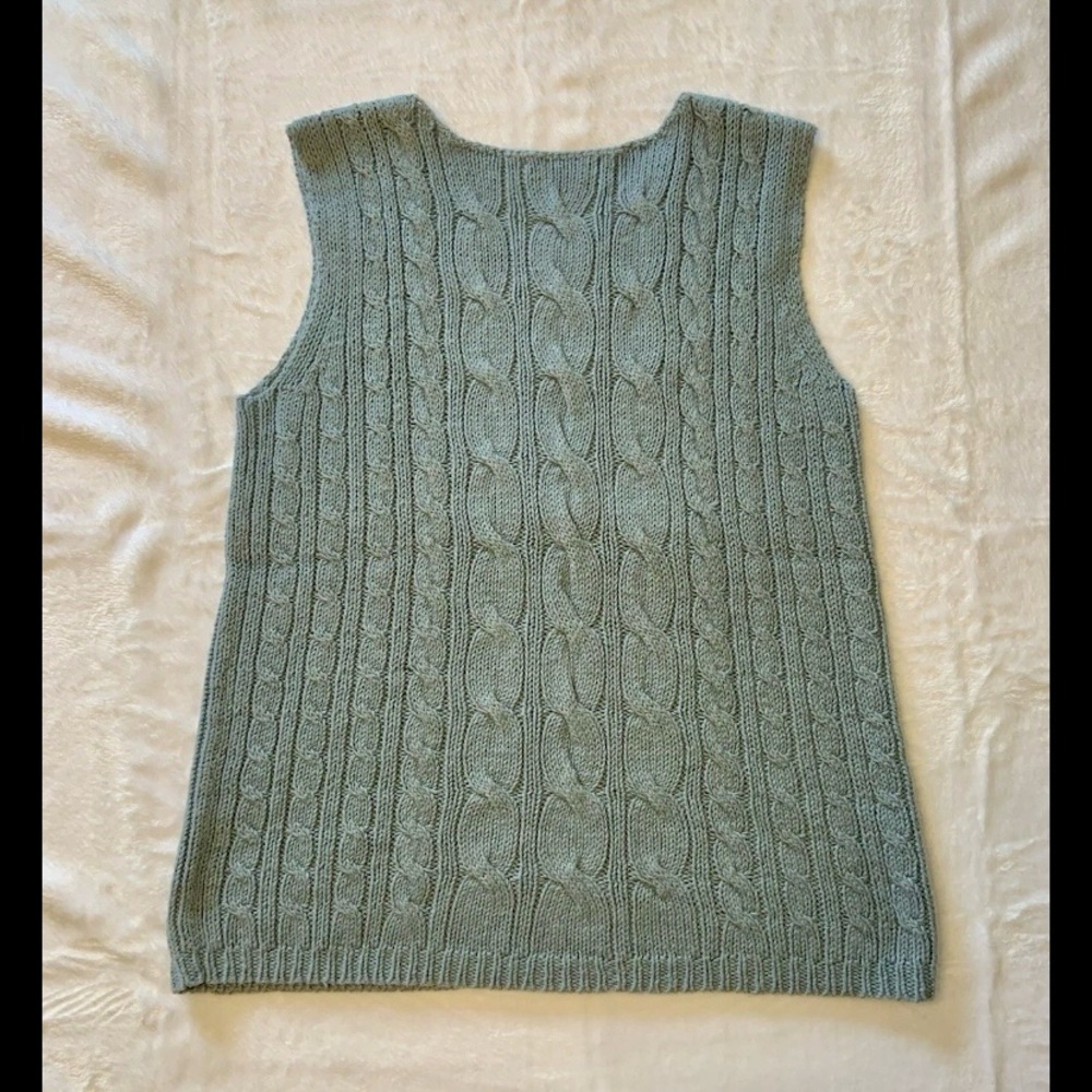 Charter Club Sage Green Cable Knit Sweater Vest Size Small. - Picture 2 of 7
